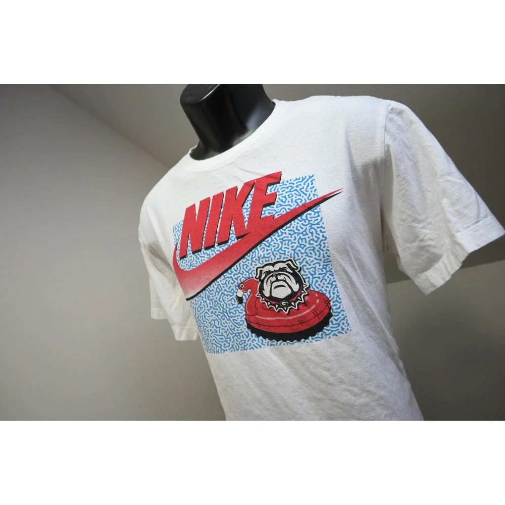 Nike T-Shirt Mens Medium White UGA Georgia Bulldogs Flamingo Tee Excellent